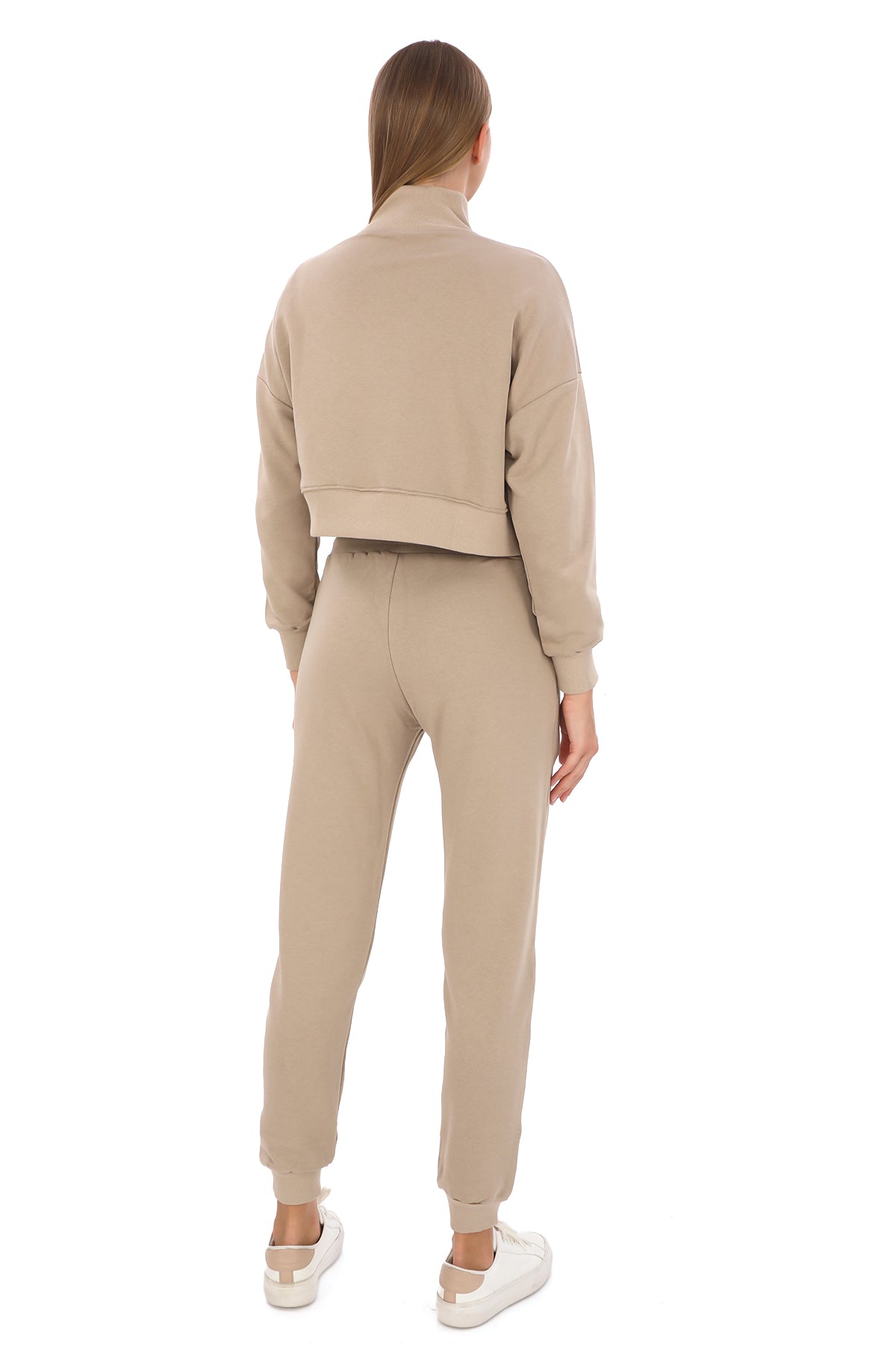 Half Zip Latte Premium Crop Set