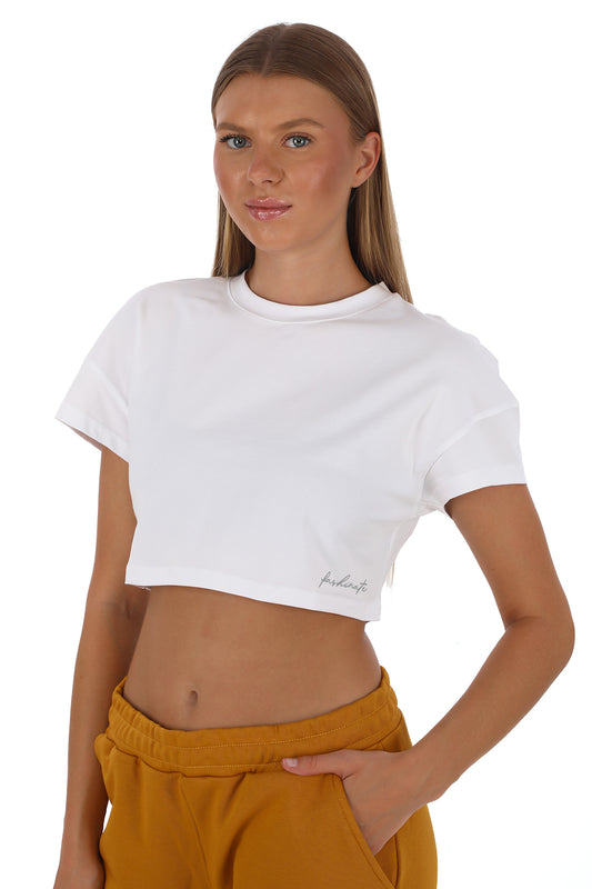 Premium White Short Sleeve Crop Tops