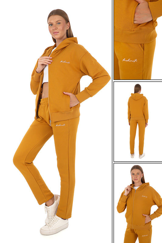 Mustard Zip Up Premium Hoody Set