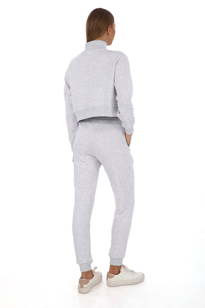 Half Zip Grey Premium Crop Set