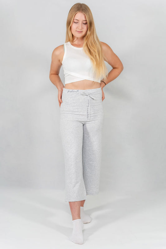 High Waist Light Grey Flare Sweatpants