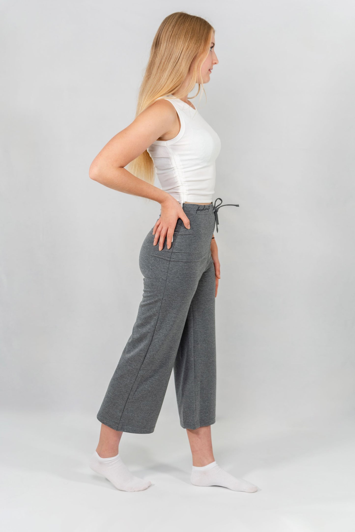 High Waist Grey Flare Sweatpants