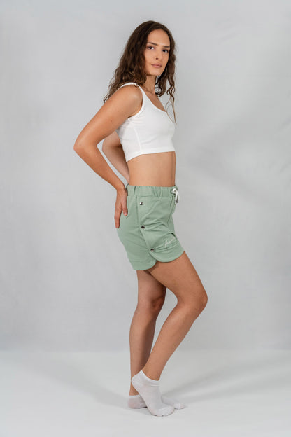 Mint Green Side Split Snap Short