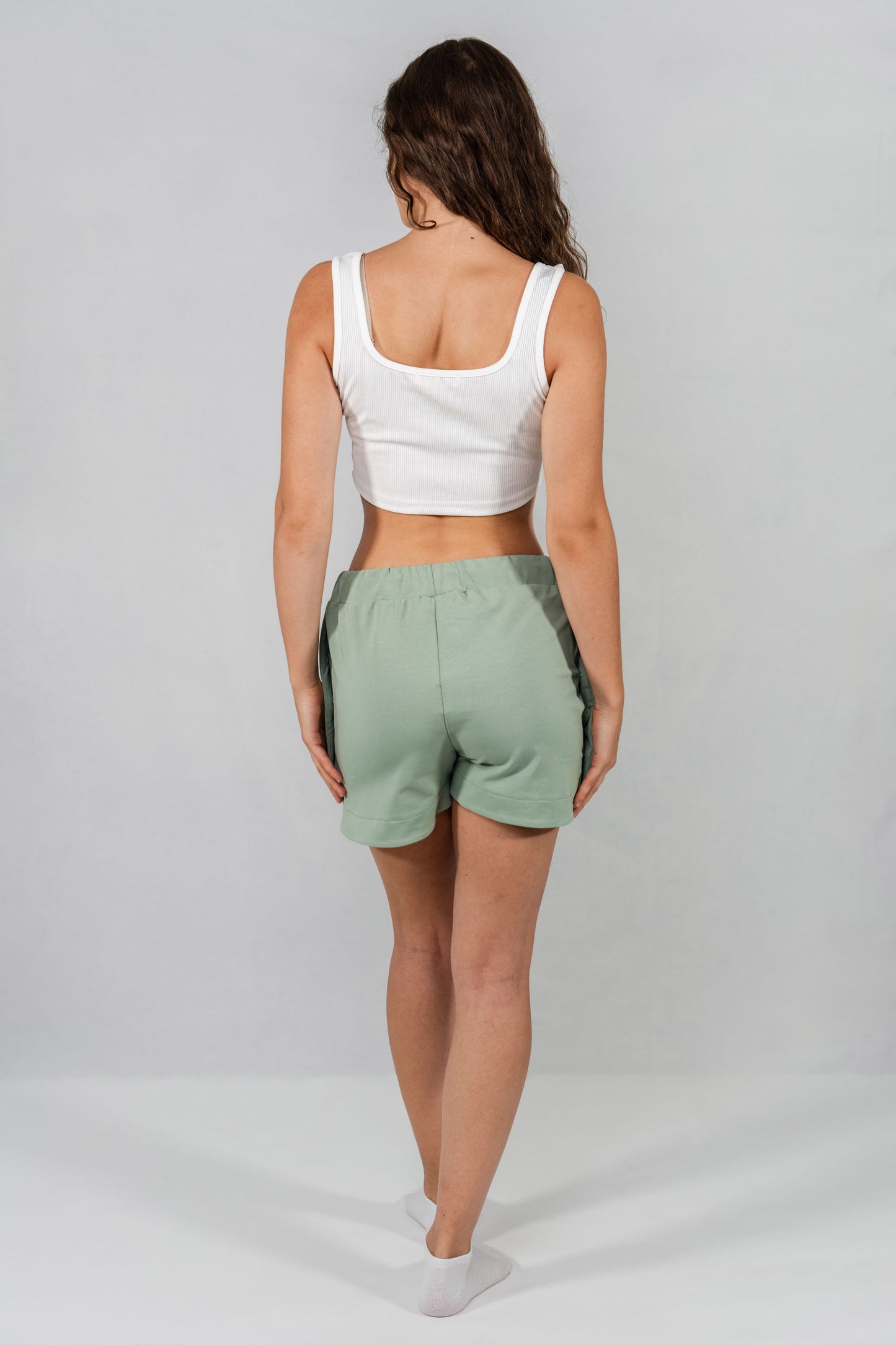 Mint Green Side Split Snap Short