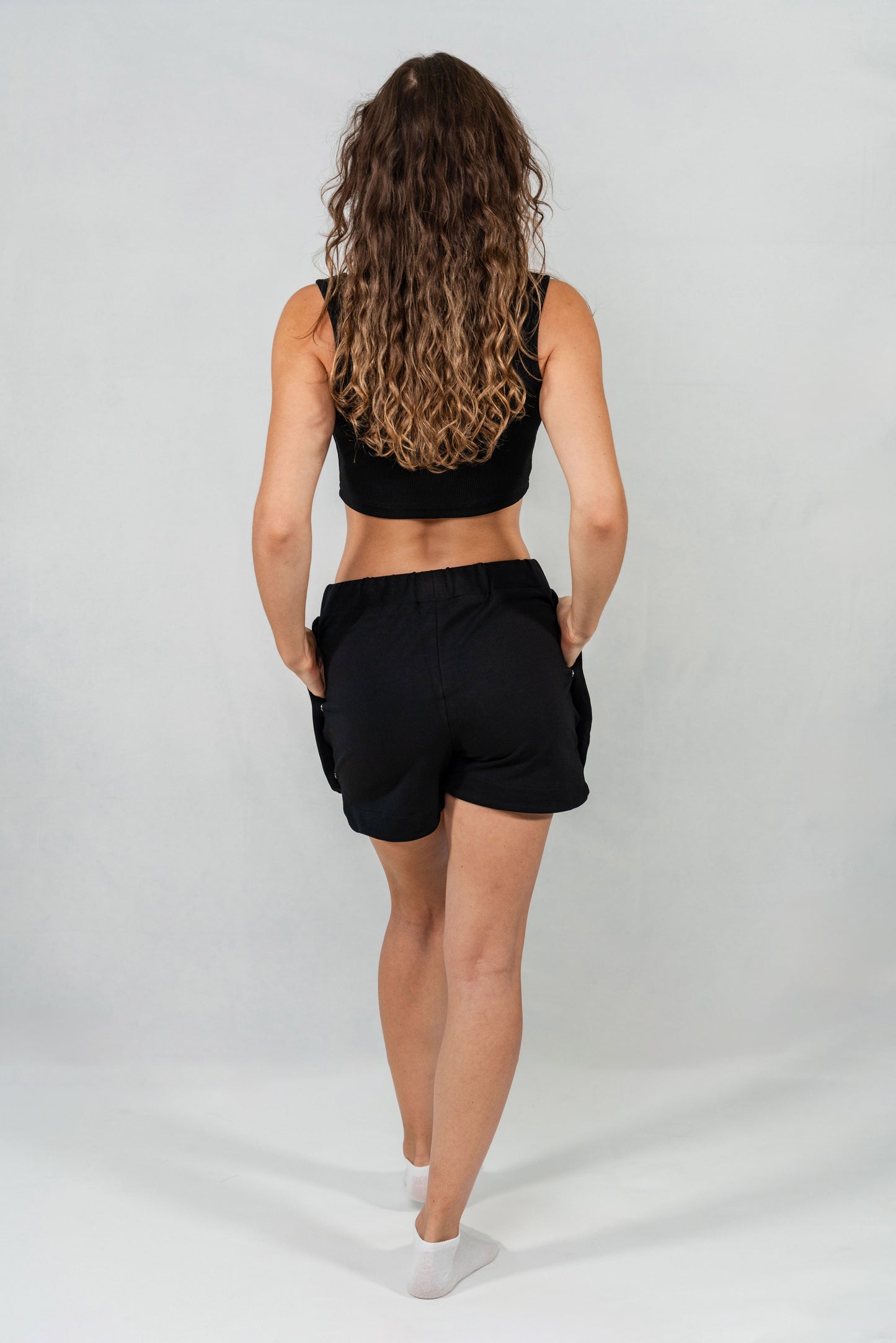 High Waist,Side Split Snap Casual Active Wear Shorts